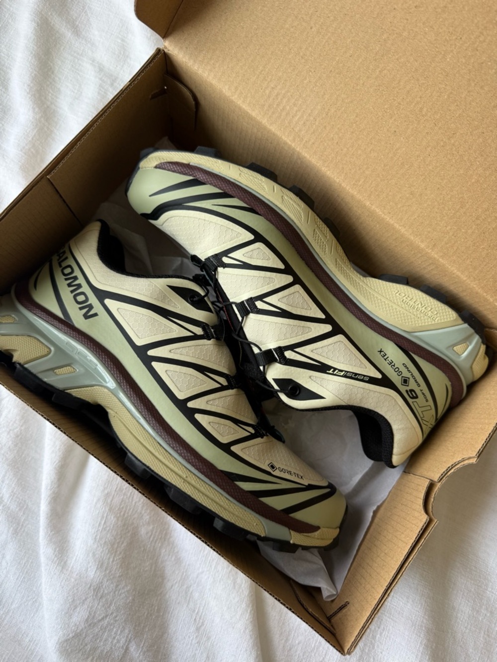 Salomon GTX Trail Sneakers in Tea Green with Black Accents - Picture 2 of 5